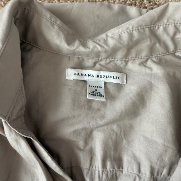 Banana Republic Tan Midi Dress with Notched Collar and Cap Sleeves - Picture 6 of 8